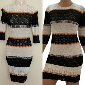 ronny KOBO crochet knit striped dress xs